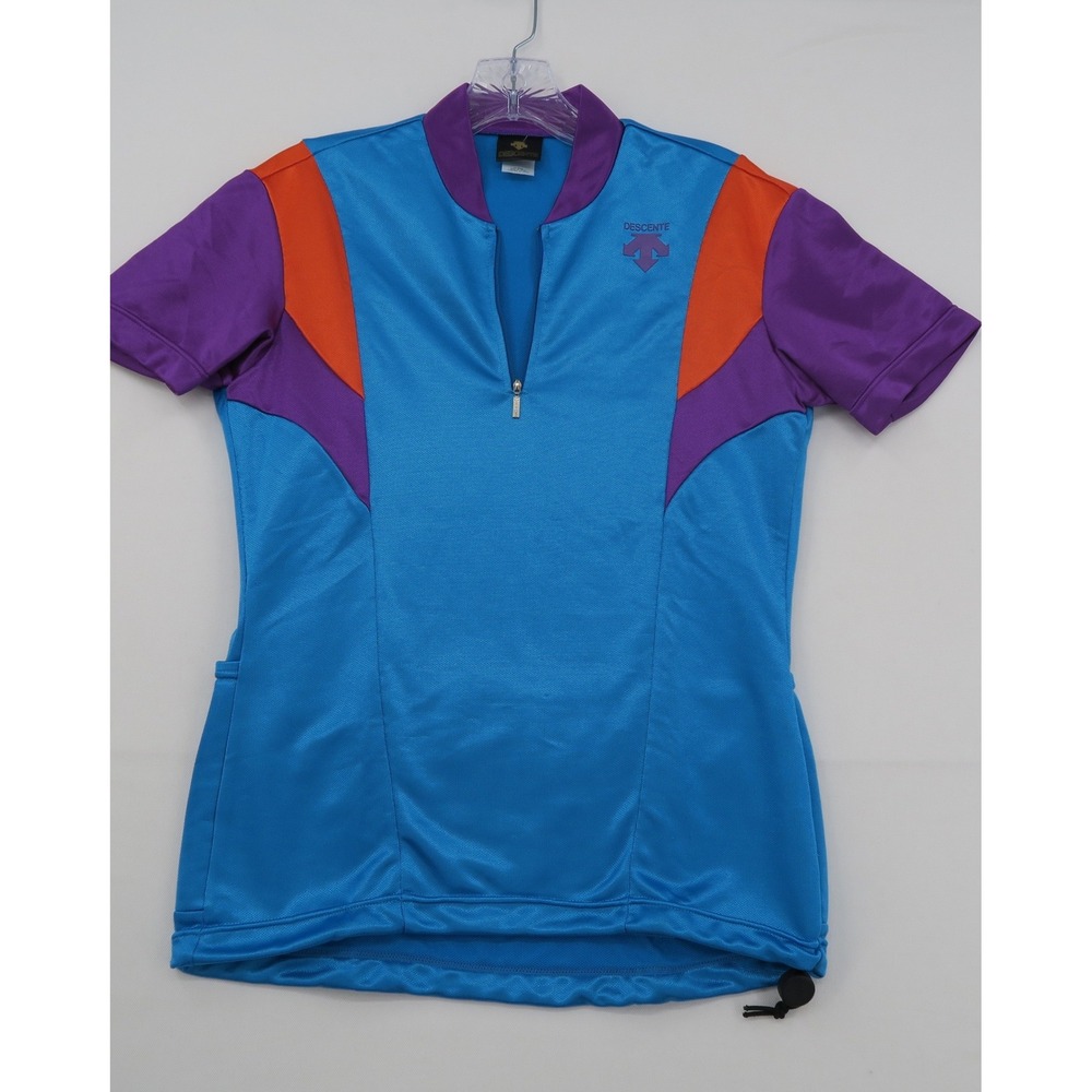 Descente Cycling Jersey Mens Small Blue Purple Orange Colorblock Made in Japan